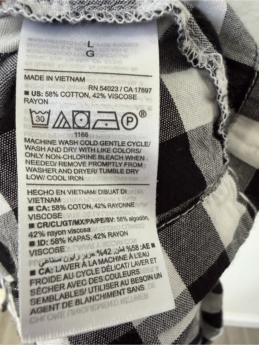 OLD NAVY Gingham Mini Dress Tie Strap Pockets Black White L - Picture 5 of 10